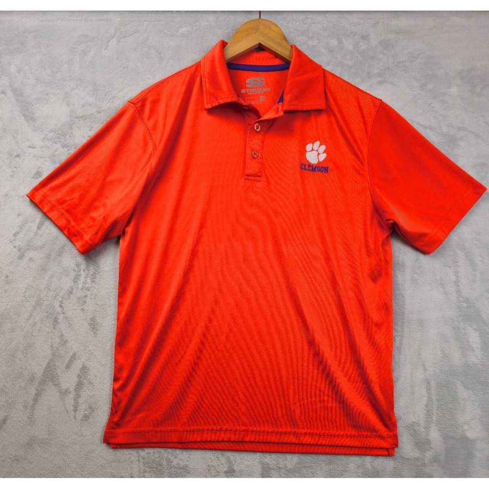 Stadium Athletics Clemson Tigers Polo Shirt Men's Small Orange Solid Polyester